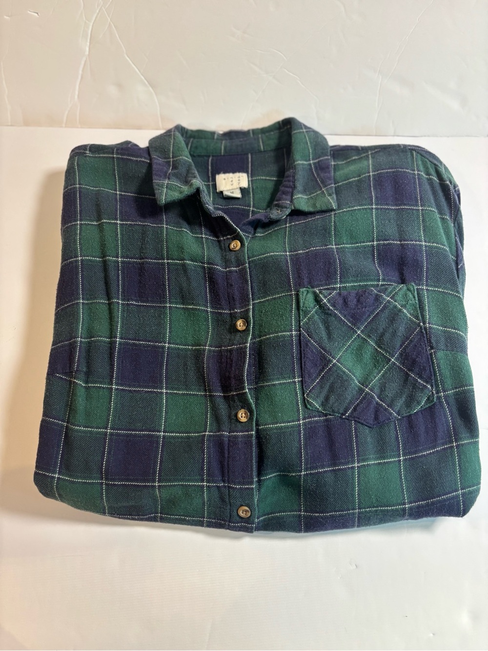 a new day Navy & Green Plaid Button-Up Shirt